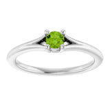 Round Peridot Youth Ring in Platinum