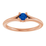 Round Blue Sapphire Youth Ring in Rose Gold