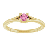 Round Pink Tourmaline Youth Ring in Yellow Gold