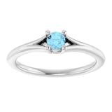 Round Aquamarine Youth Ring in White Gold