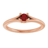 Round Mozambique Garnet Youth Ring in Rose Gold