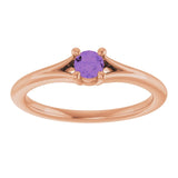 Round Amethyst Youth Ring in Rose Gold