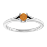 Round Citrine Youth Ring in Platinum
