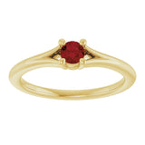 Round Mozambique Garnet Youth Ring in Yellow Gold