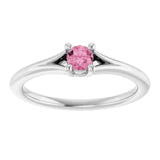 Round Pink Tourmaline Youth Ring in Platinum