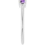 Round Amethyst Youth Ring in White Gold