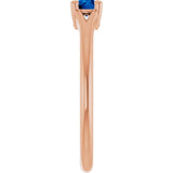 Round Blue Sapphire Youth Ring in Rose Gold