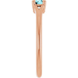 Round Blue Zircon Youth Ring in Rose Gold