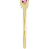 Round Pink Tourmaline Youth Ring in Yellow Gold