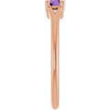 Round Amethyst Youth Ring in Rose Gold