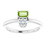 N/a Peridot Two Stone Ring in Gold and Platinum | n/a