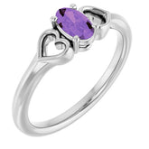 Oval Amethyst Youth Ring in White Gold