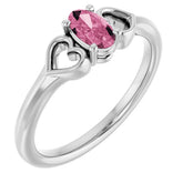 Oval Pink Tourmaline Youth Ring in White Gold