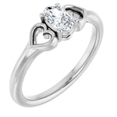 Oval White Sapphire Youth Ring in White Gold