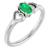 Oval Emerald Youth Ring in Platinum