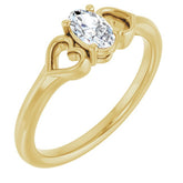 Oval White Sapphire Youth Ring in Yellow Gold