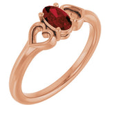 Oval Mozambique Garnet Youth Ring in Rose Gold