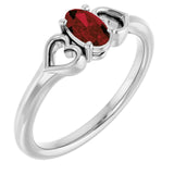 Oval Mozambique Garnet Youth Ring in White Gold