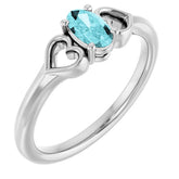 Oval Blue Zircon Youth Ring in White Gold