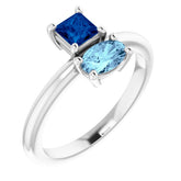 Oval Blue Sapphire Two Stone Ring in Gold and Platinum