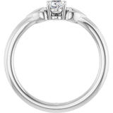 Oval White Sapphire Youth Ring in Platinum