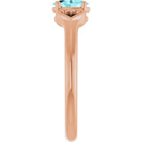 Oval Blue Zircon Youth Ring in Rose Gold