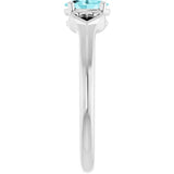 Oval Blue Zircon Youth Ring in Platinum