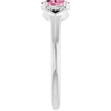 Oval Pink Tourmaline Youth Ring in White Gold