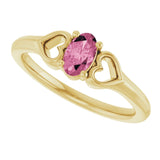 Oval Pink Tourmaline Youth Ring in Yellow Gold