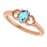 Oval Blue Zircon Youth Ring in Rose Gold