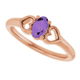 Oval Amethyst Youth Ring in Rose Gold
