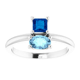 Oval Blue Sapphire Two Stone Ring in Gold and Platinum
