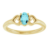 Oval Blue Zircon Youth Ring in Yellow Gold