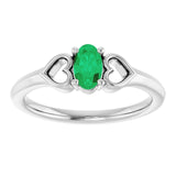 Oval Emerald Youth Ring in Platinum