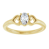 Oval White Sapphire Youth Ring in Yellow Gold