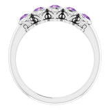 Round Amethyst Accented Ring in Gold and Platinum