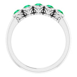 Round Lab-Grown Emerald Accented Ring in Gold and Platinum