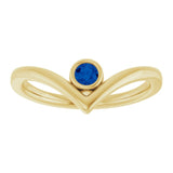 Round Blue Sapphire Solitaire Ring in Yellow Gold
