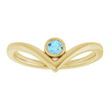 Round Aquamarine Solitaire Ring in Yellow Gold