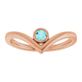 Round Blue Zircon Solitaire Ring in Rose Gold