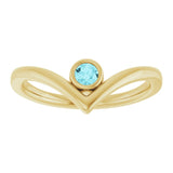 Round Blue Zircon Solitaire Ring in Yellow Gold