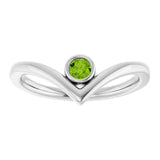 Round Peridot Solitaire Ring in Platinum