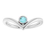 Round Blue Zircon Solitaire Ring in Platinum