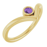 Round Amethyst Solitaire Ring in Yellow Gold