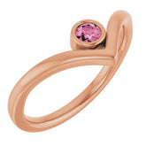Round Pink Tourmaline Solitaire Ring in Rose Gold