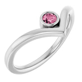 Round Pink Tourmaline Solitaire Ring in White Gold