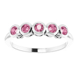 Round Pink Tourmaline Accented Ring in Gold and Platinum