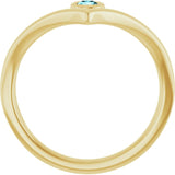 Round Blue Zircon Solitaire Ring in Yellow Gold