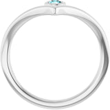 Round Blue Zircon Solitaire Ring in Platinum