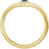 Round Lab-Grown Blue Sapphire Solitaire Ring in Yellow Gold